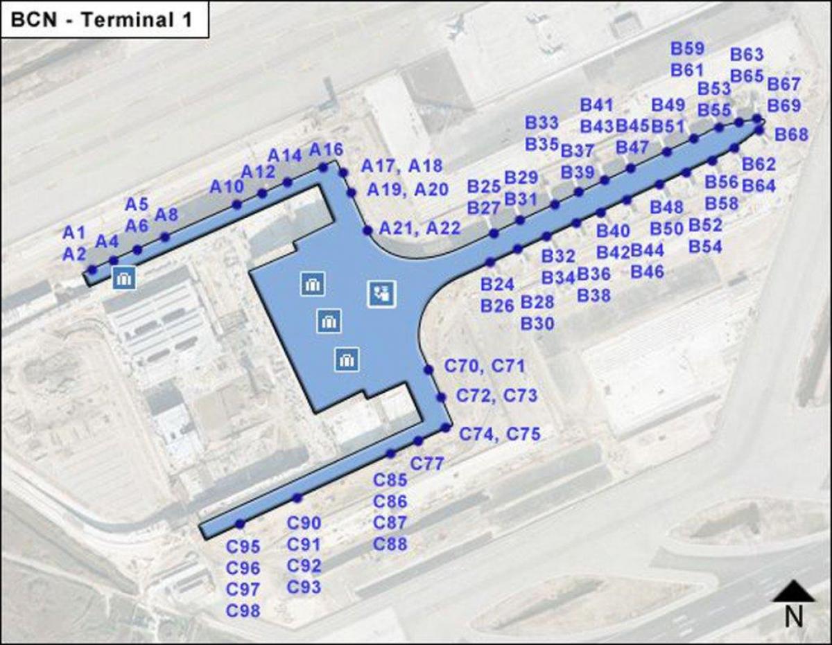 bcn airport terminal 1 kaart