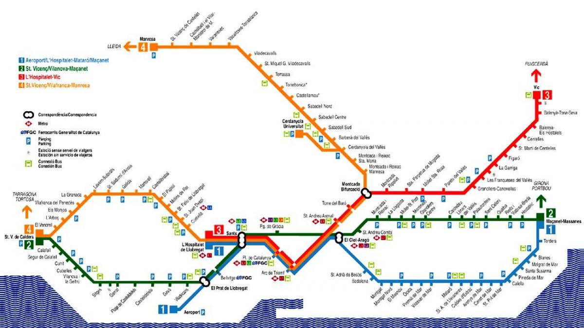 barcelona trein-kaart van de luchthaven