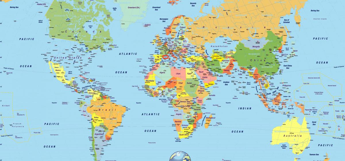 barcelona, spanje op de kaart van de wereld