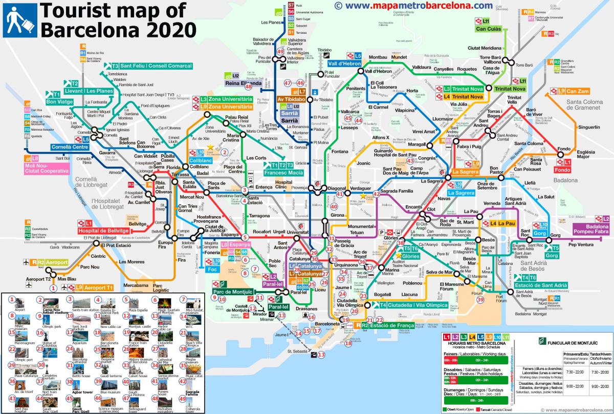 barcelona metro kaart toeristische attracties