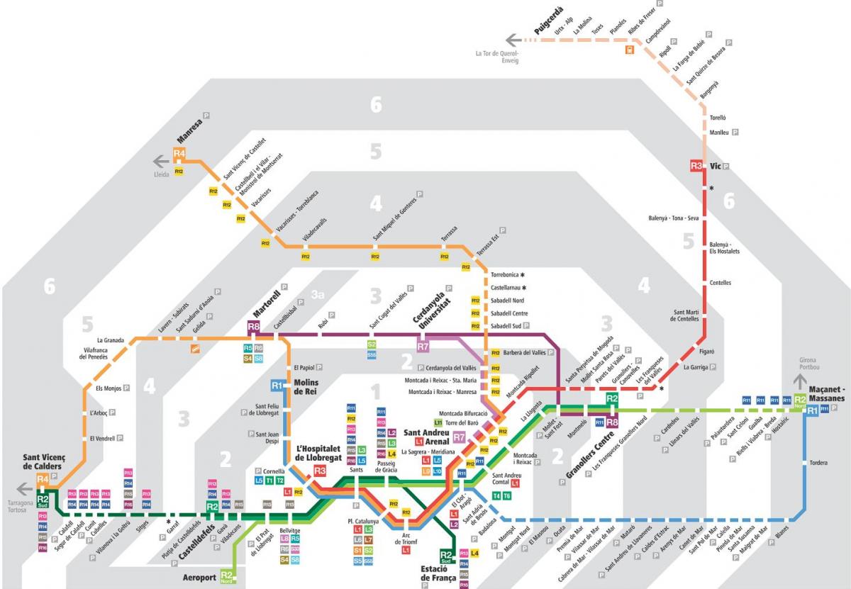 metro kaart van barcelona met zones