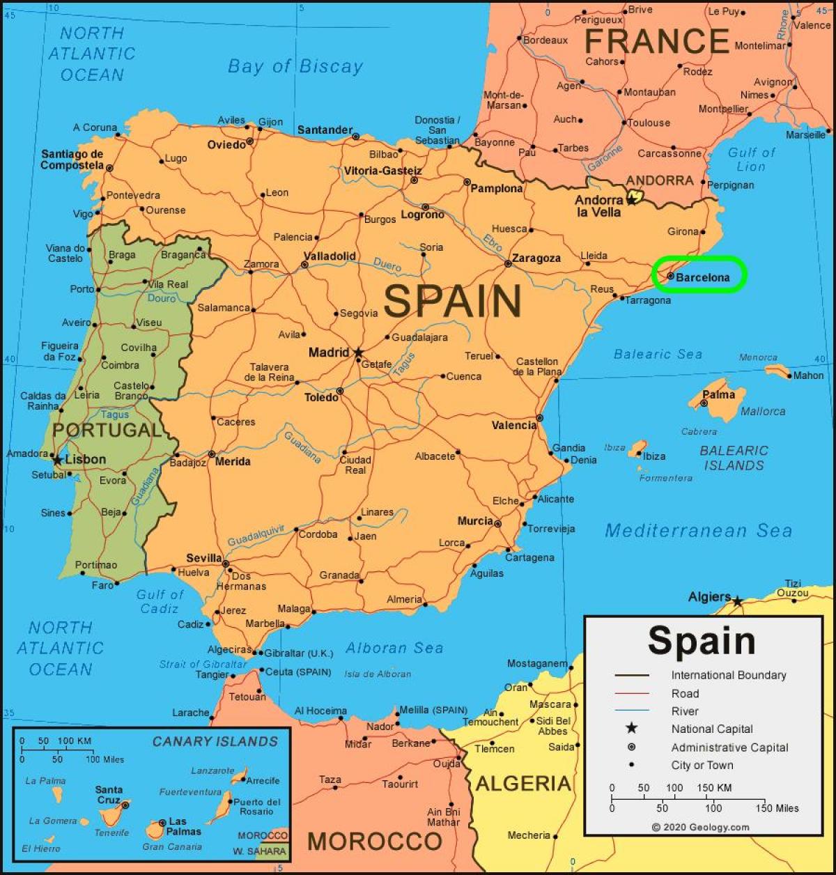 kaart van barcelona op de kaart