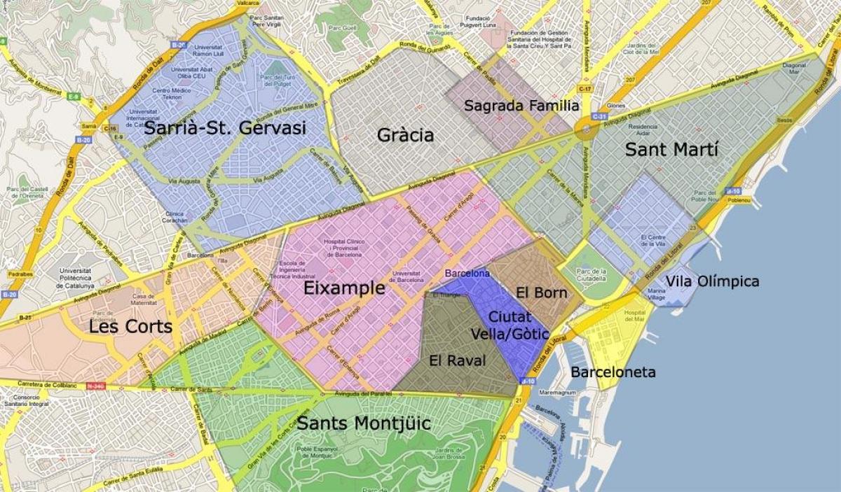 kaart van barcelona voorsteden