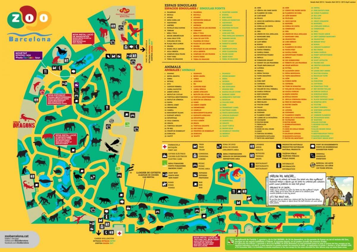 kaart van de dierentuin van barcelona
