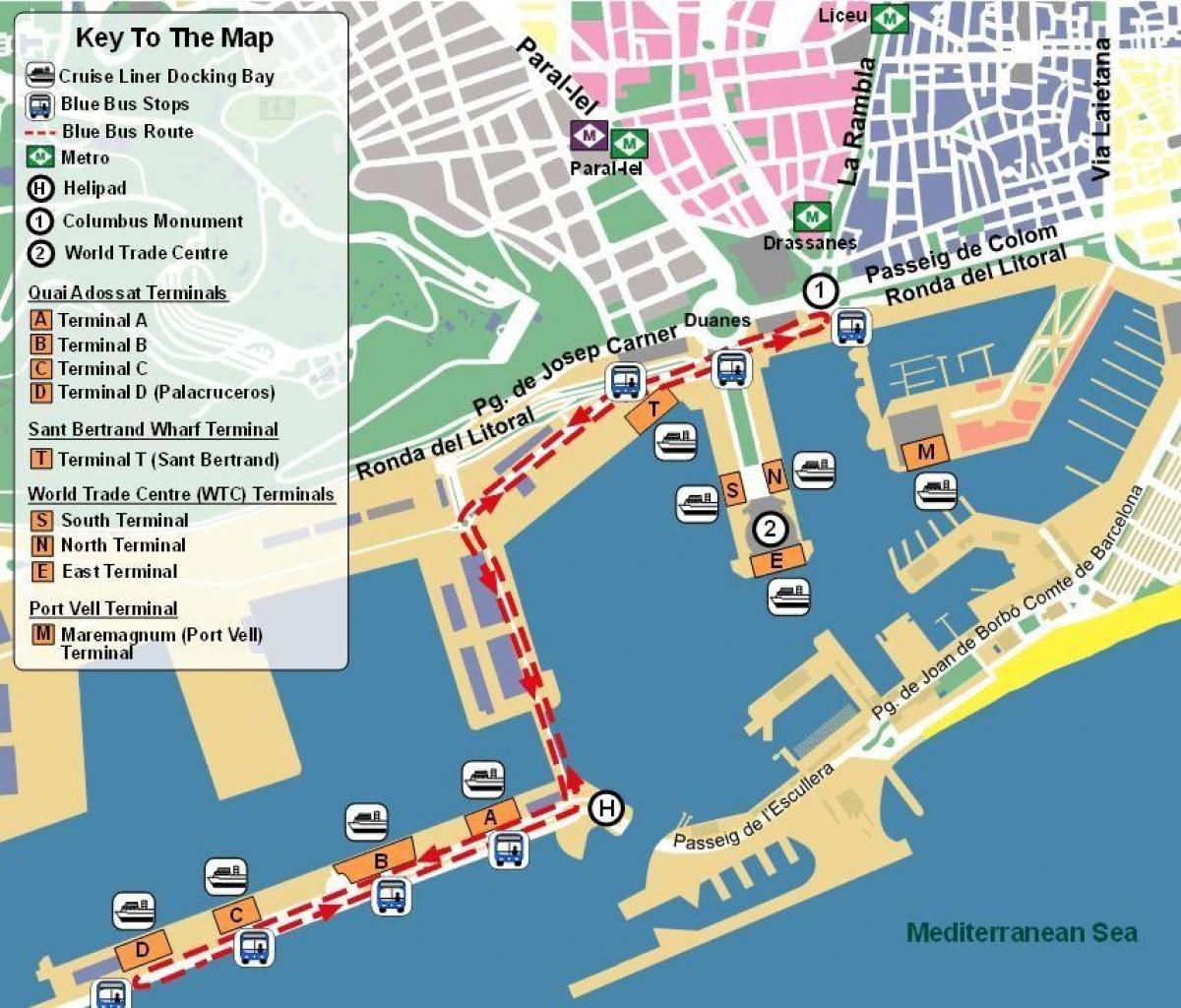 kaart van de haven van barcelona