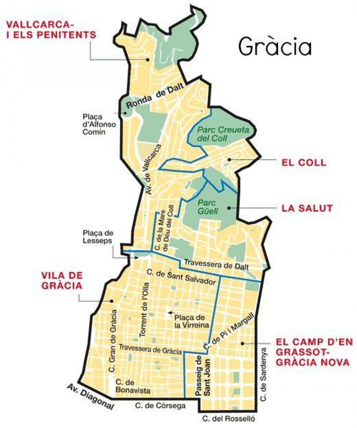 kaart van gracia in barcelona