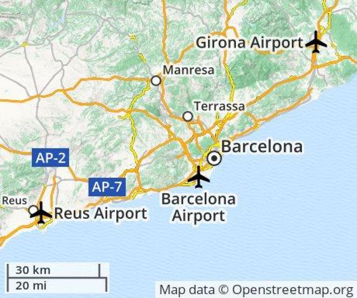 de luchthaven van barcelona locatie op kaart