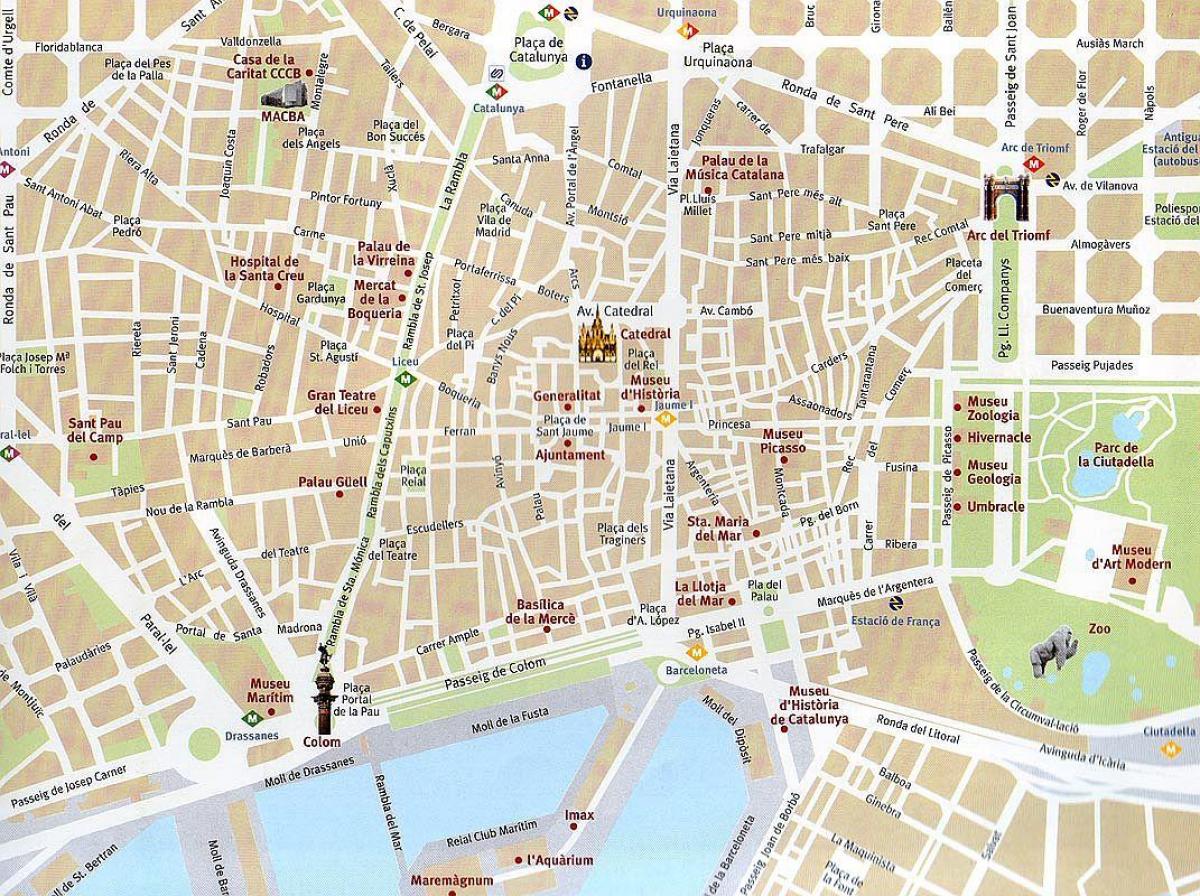 kaart van de oude binnenstad van barcelona