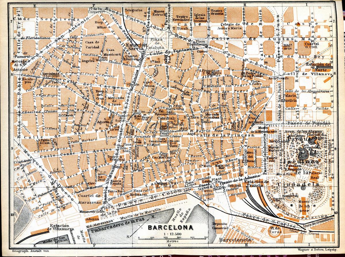 oude kaart van barcelona