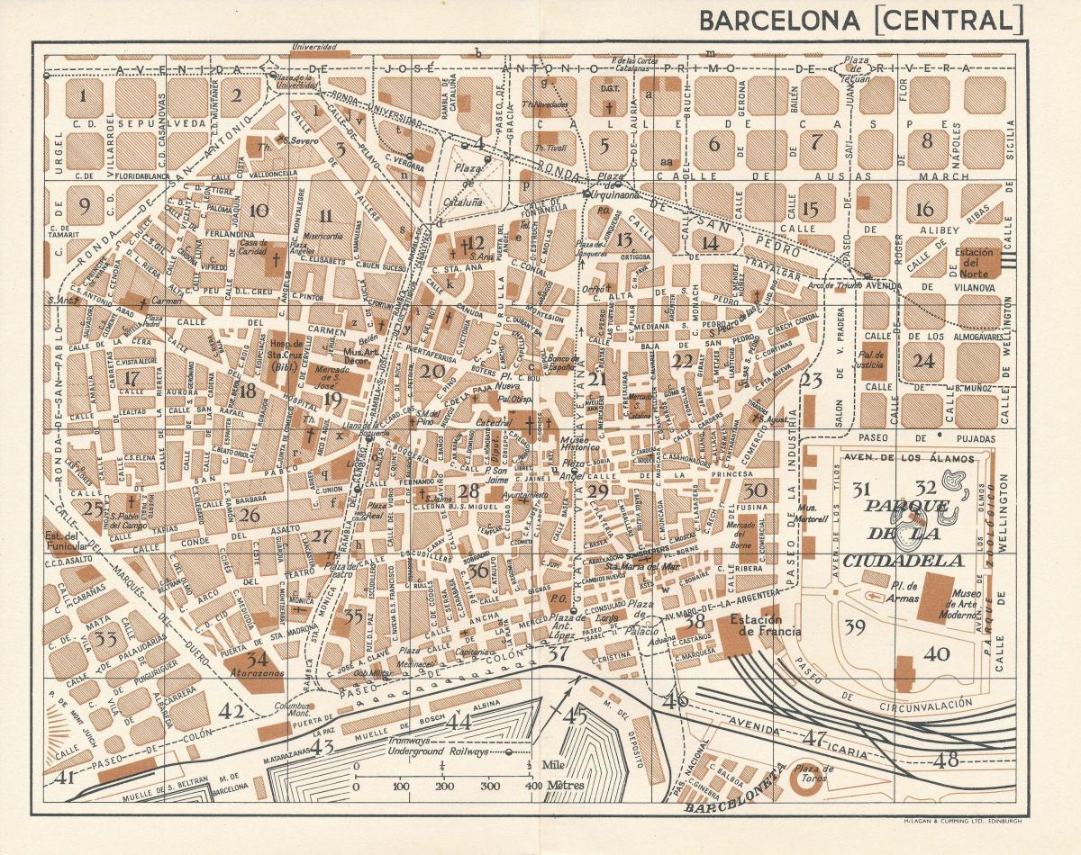 kaart van barcelona vintage