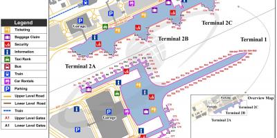 De luchthaven van Barcelona kaart terminal 1 en 2
