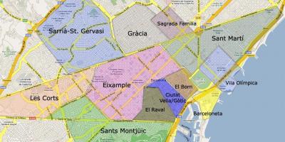 Kaart van barcelona voorsteden