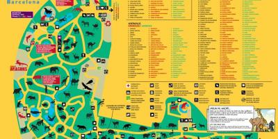 Kaart van de dierentuin van barcelona