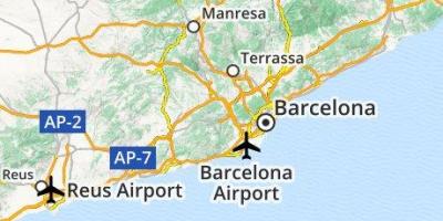 De luchthaven van Barcelona locatie op kaart